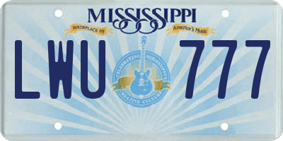 MS license plate LWU777