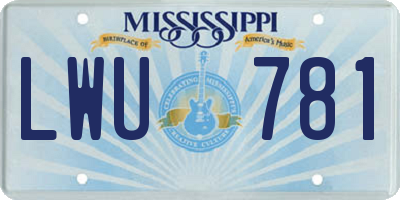 MS license plate LWU781