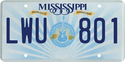 MS license plate LWU801