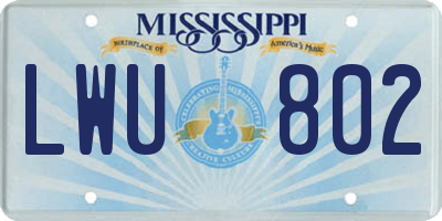 MS license plate LWU802