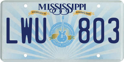 MS license plate LWU803