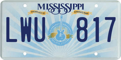 MS license plate LWU817