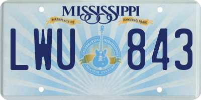 MS license plate LWU843