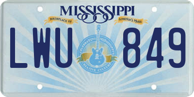 MS license plate LWU849