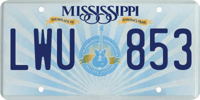 MS license plate LWU853