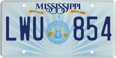 MS license plate LWU854