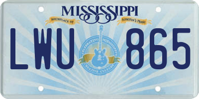 MS license plate LWU865