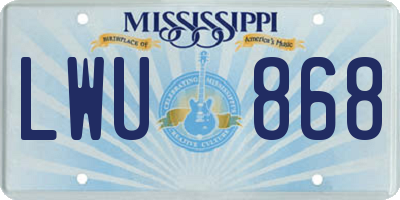 MS license plate LWU868