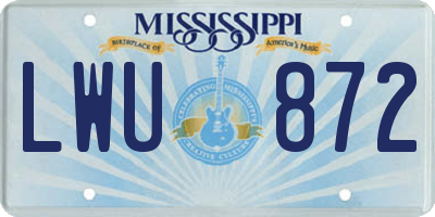 MS license plate LWU872