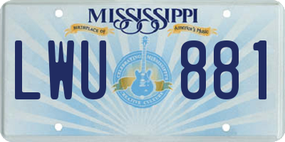 MS license plate LWU881