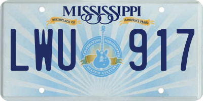 MS license plate LWU917