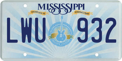 MS license plate LWU932