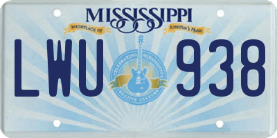 MS license plate LWU938