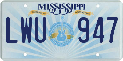 MS license plate LWU947
