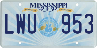 MS license plate LWU953