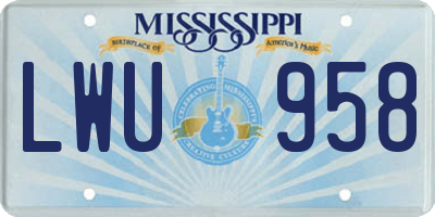 MS license plate LWU958