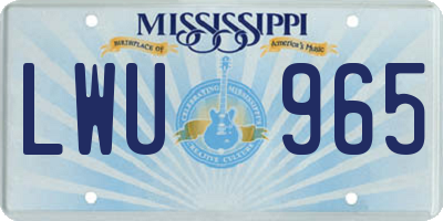 MS license plate LWU965