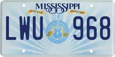 MS license plate LWU968