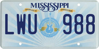 MS license plate LWU988