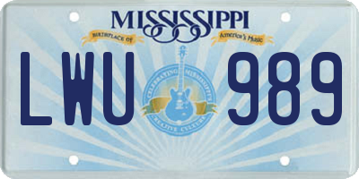 MS license plate LWU989