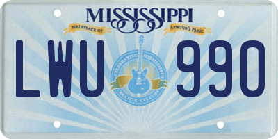 MS license plate LWU990