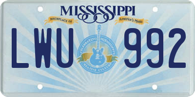 MS license plate LWU992