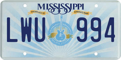 MS license plate LWU994
