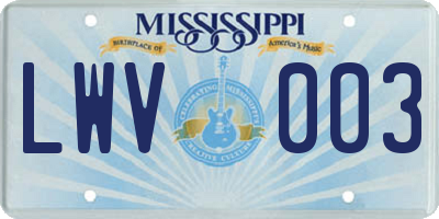 MS license plate LWV003