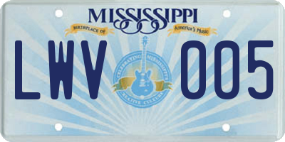 MS license plate LWV005