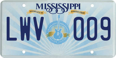 MS license plate LWV009