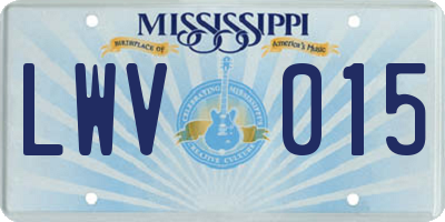 MS license plate LWV015
