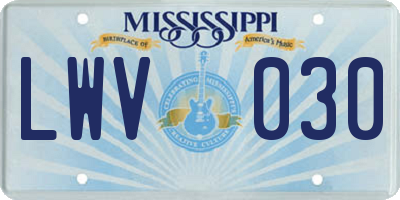 MS license plate LWV030