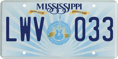 MS license plate LWV033