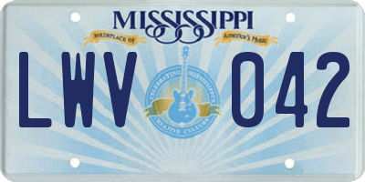 MS license plate LWV042