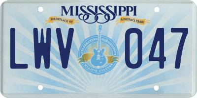 MS license plate LWV047