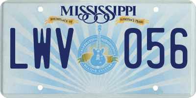MS license plate LWV056