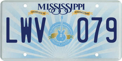 MS license plate LWV079