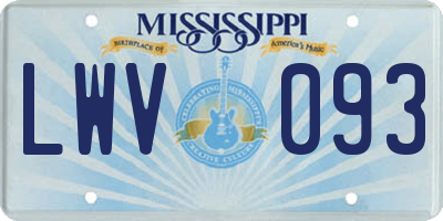 MS license plate LWV093