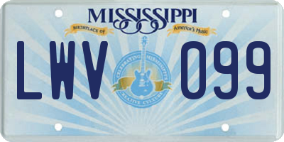 MS license plate LWV099