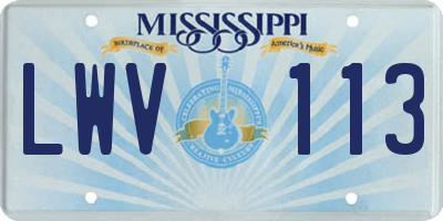 MS license plate LWV113