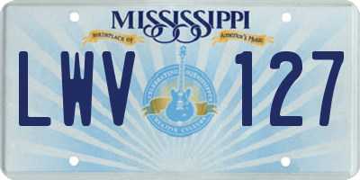 MS license plate LWV127