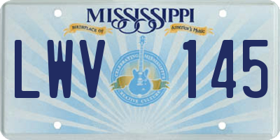 MS license plate LWV145