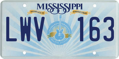 MS license plate LWV163