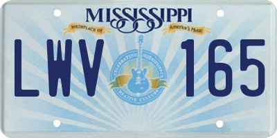 MS license plate LWV165