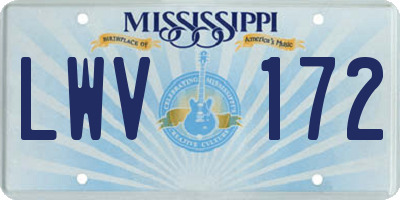 MS license plate LWV172