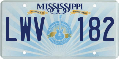 MS license plate LWV182