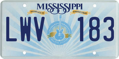MS license plate LWV183