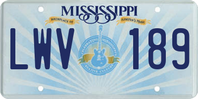 MS license plate LWV189
