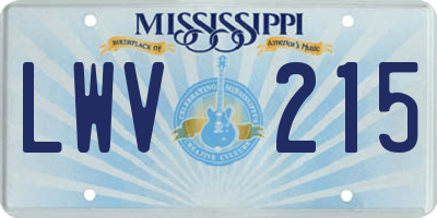 MS license plate LWV215