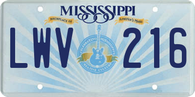 MS license plate LWV216